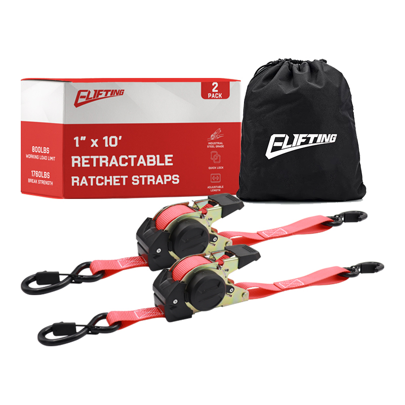 1 "x 10" Autoretract Tie Downs -riemen met gewatteerde handgrepen (2pk)